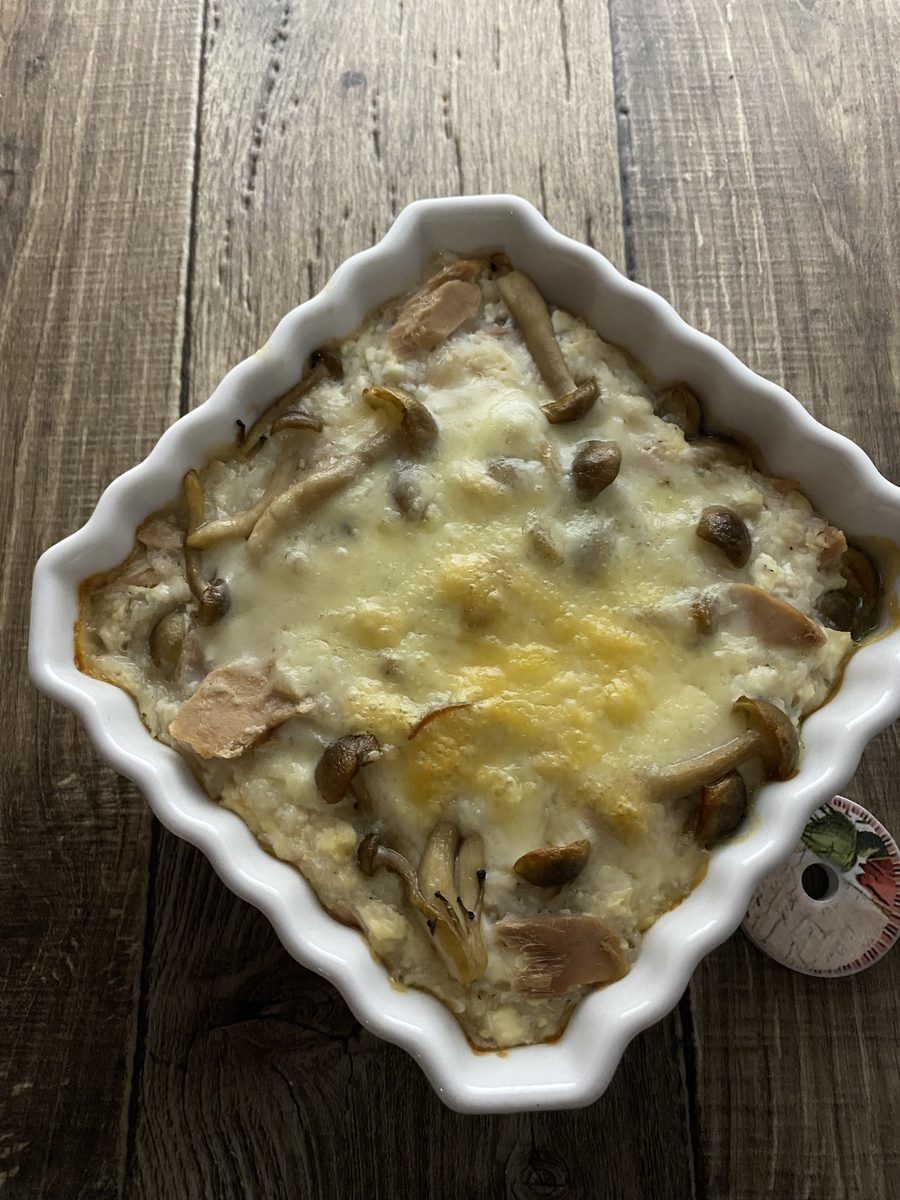ツナとしめじの長芋豆腐グラタン