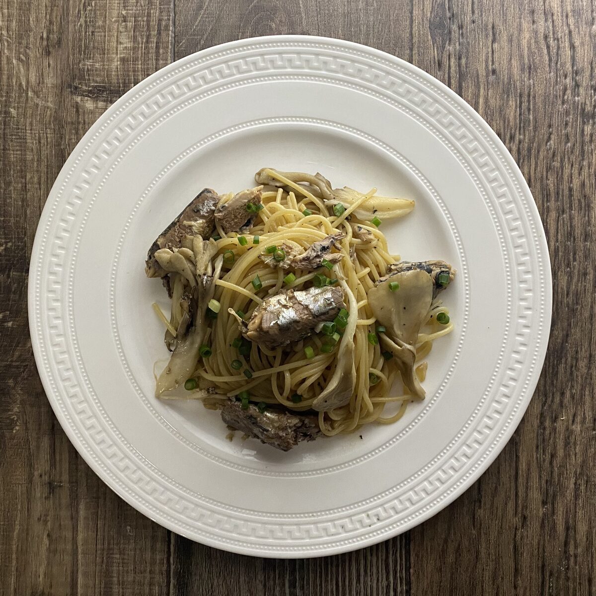 オイルサーディンと舞茸の和風パスタ