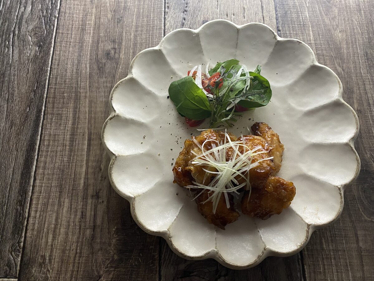 鶏むね肉と白髪ネギの甘酢唐揚げ 