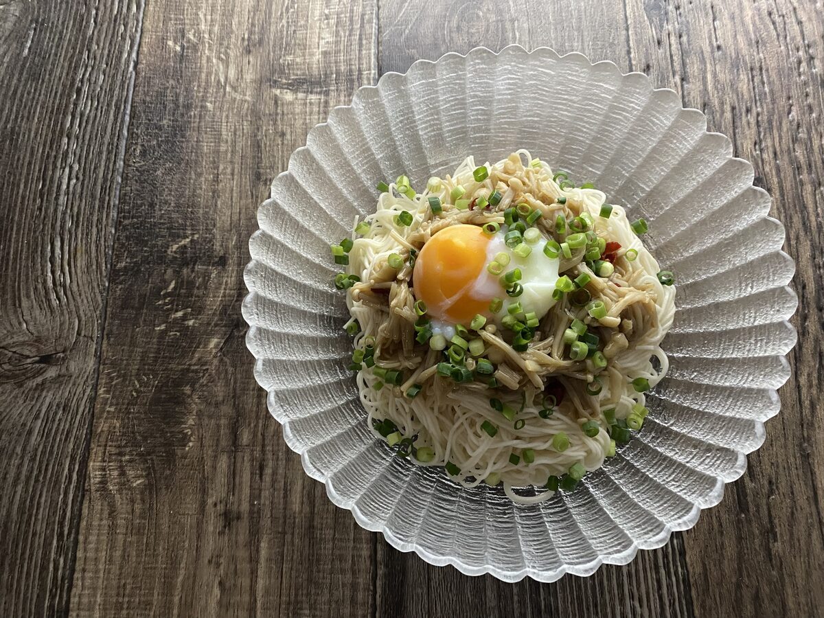 自家製なめたけの冷やしそうめん