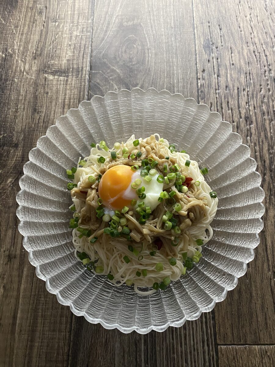 自家製なめたけの冷やしそうめん