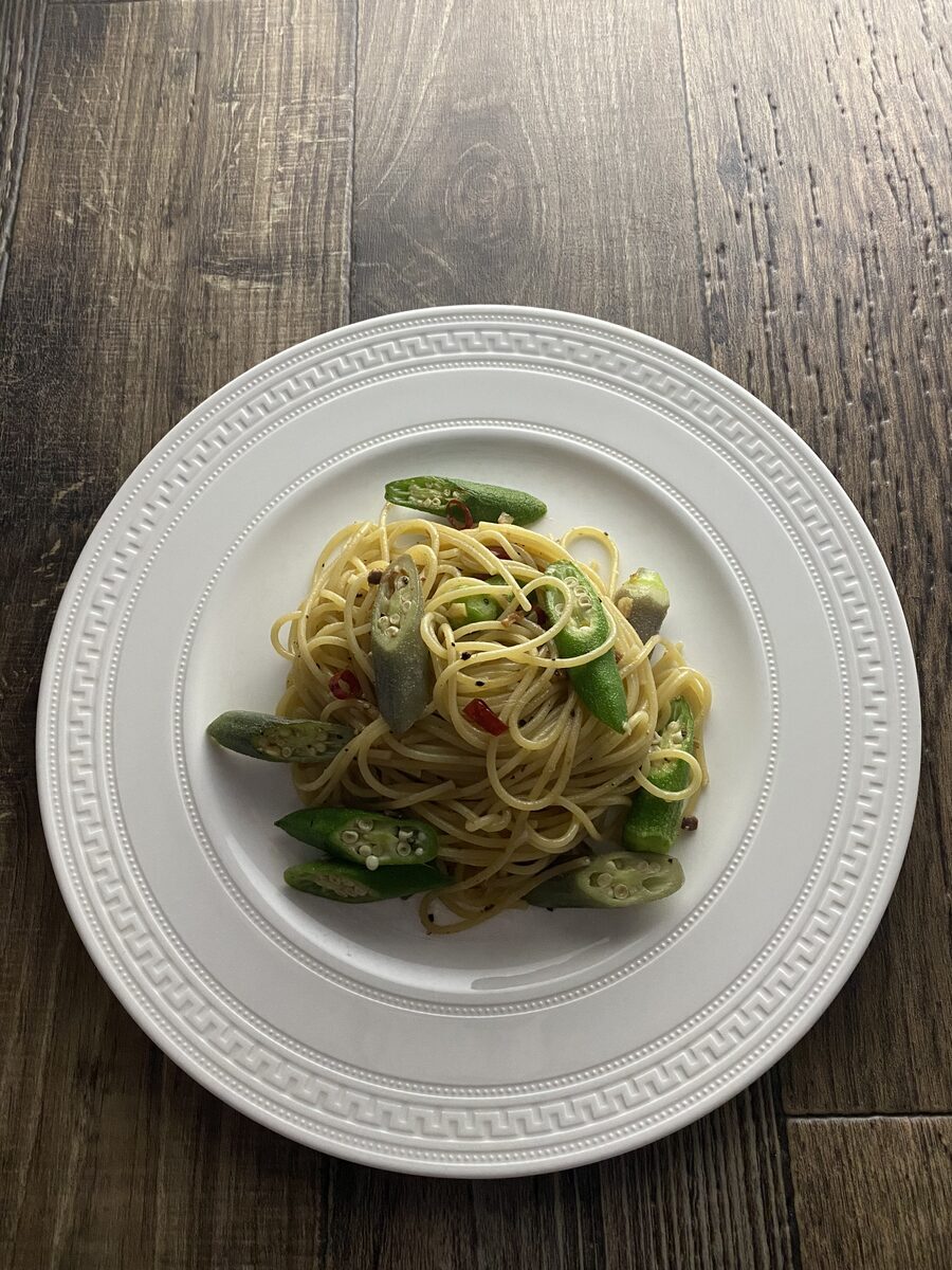 オクラのアンチョビパスタ