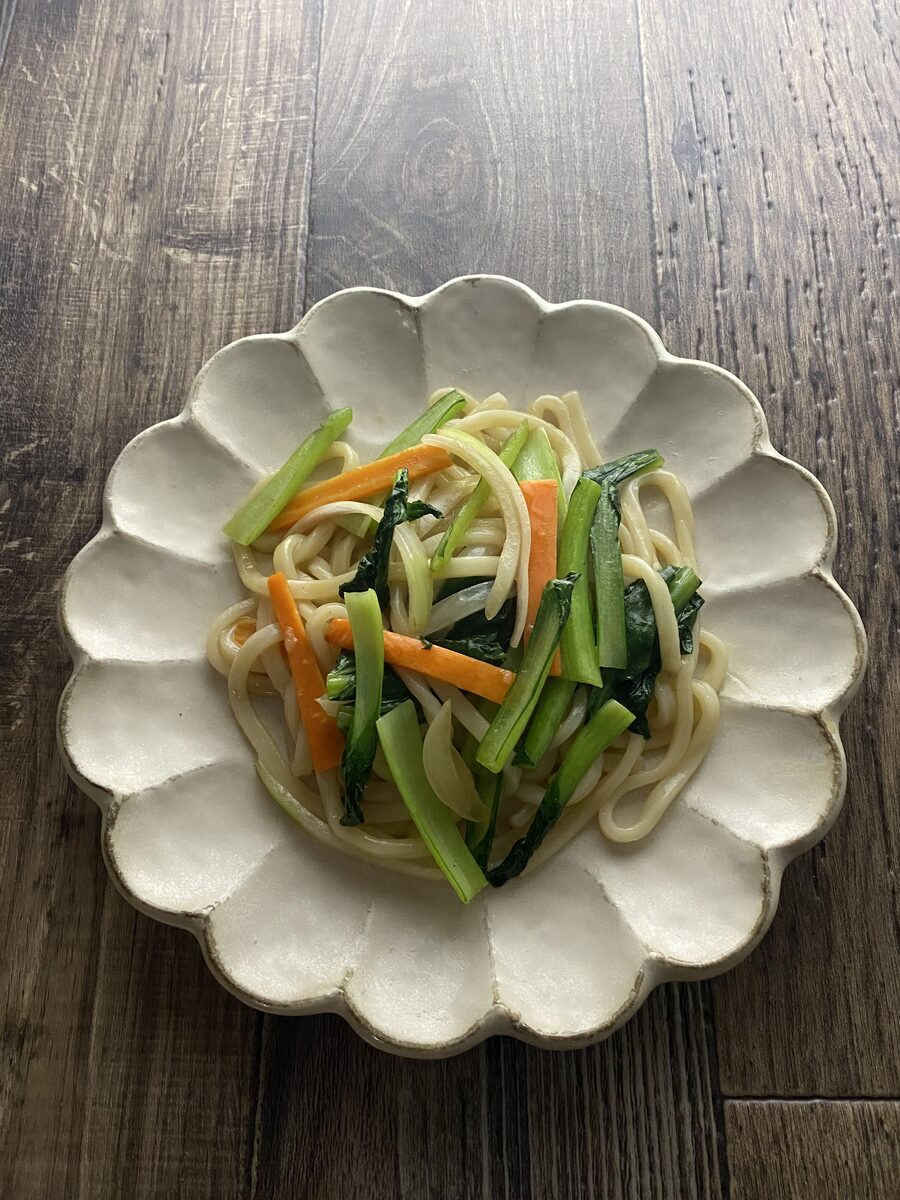 小松菜の焼きうどん