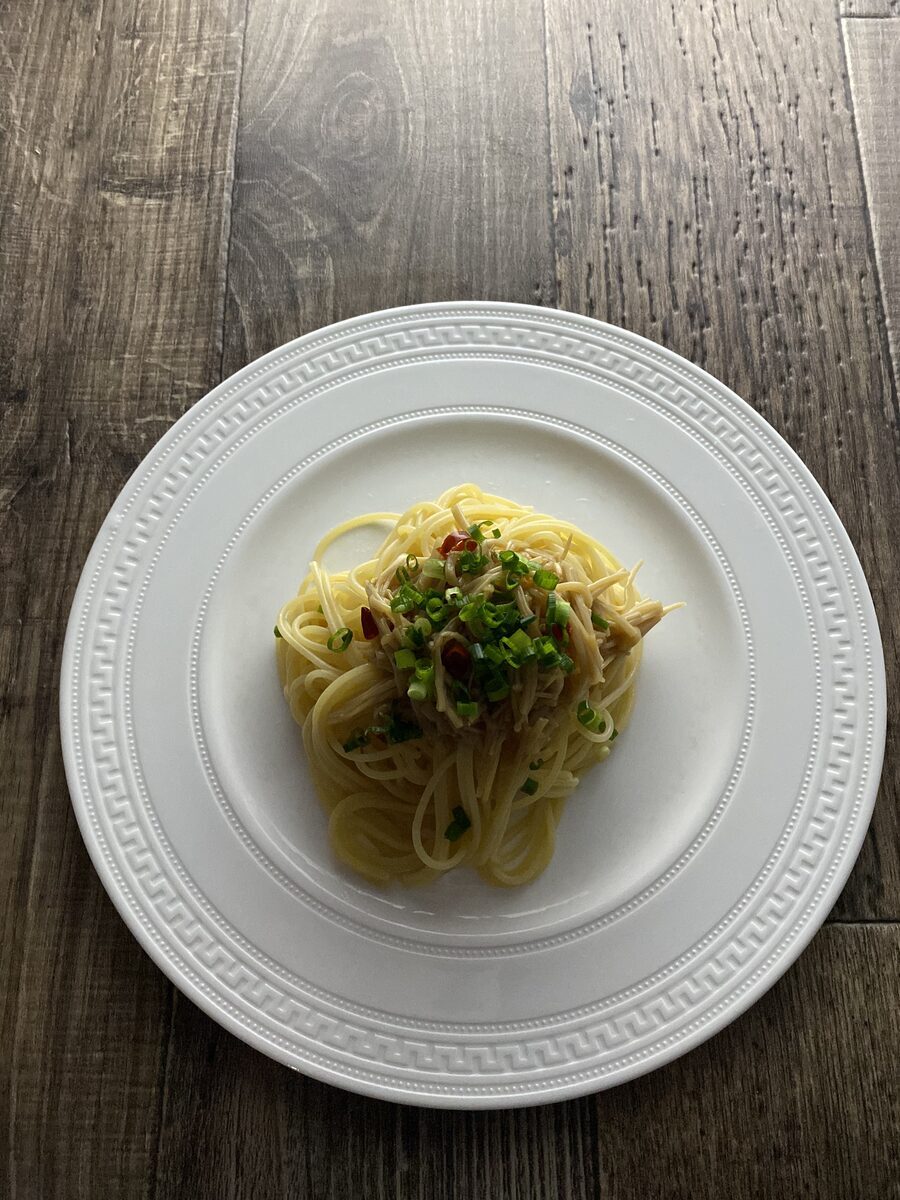 自家製なめたけの冷製パスタ