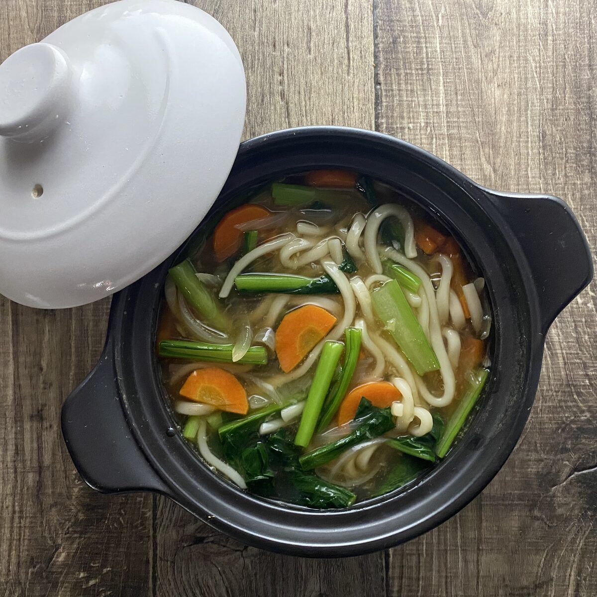 小松菜の生姜あんかけうどん