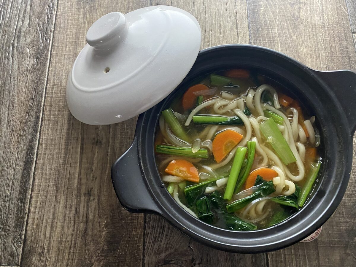 小松菜の生姜あんかけうどん