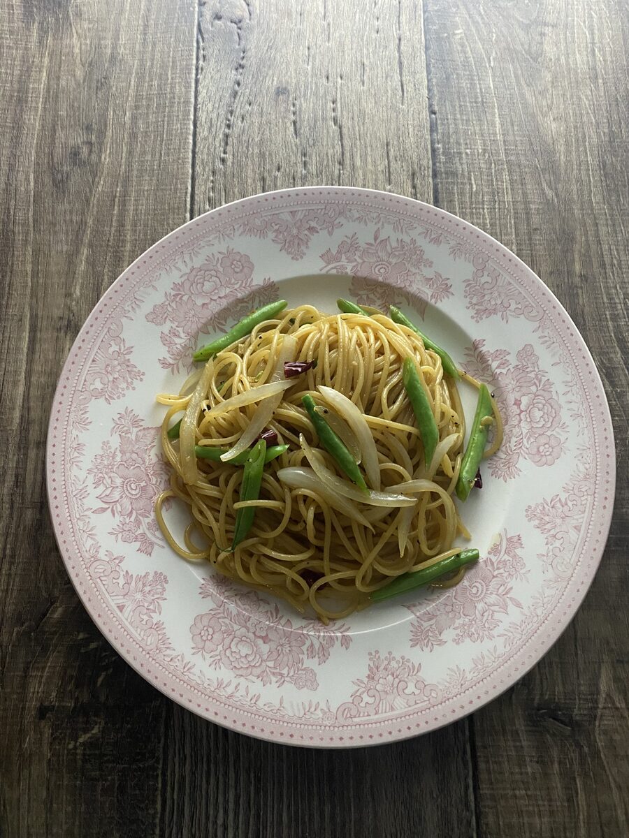 さやいんげんの和風ペペロンチーノ