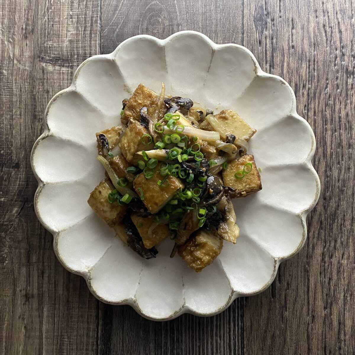 厚揚げと舞茸の味噌炒め