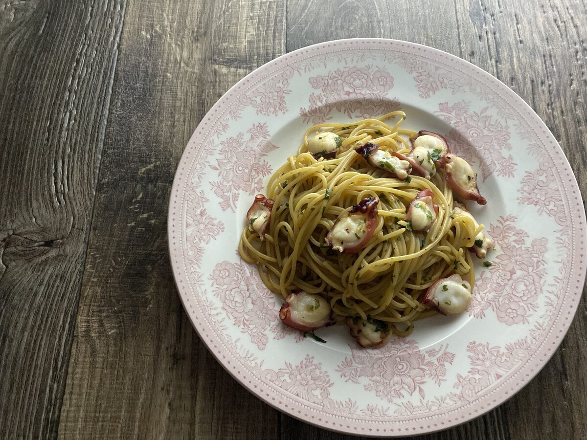 タコと大葉の和風パスタ