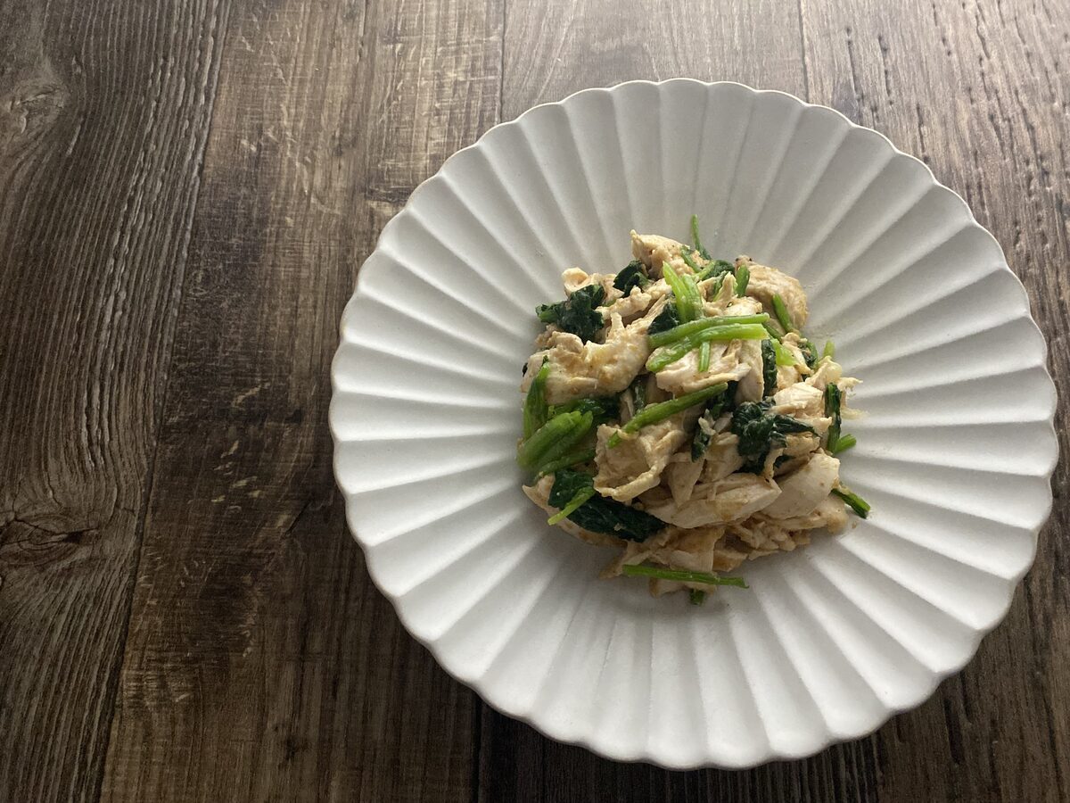 ささみとほうれん草の胡麻味噌和え