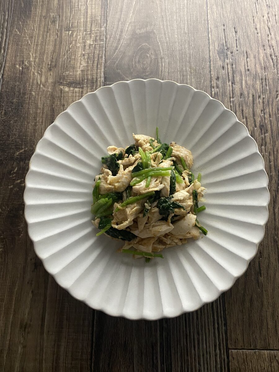 ささみとほうれん草の胡麻味噌和え