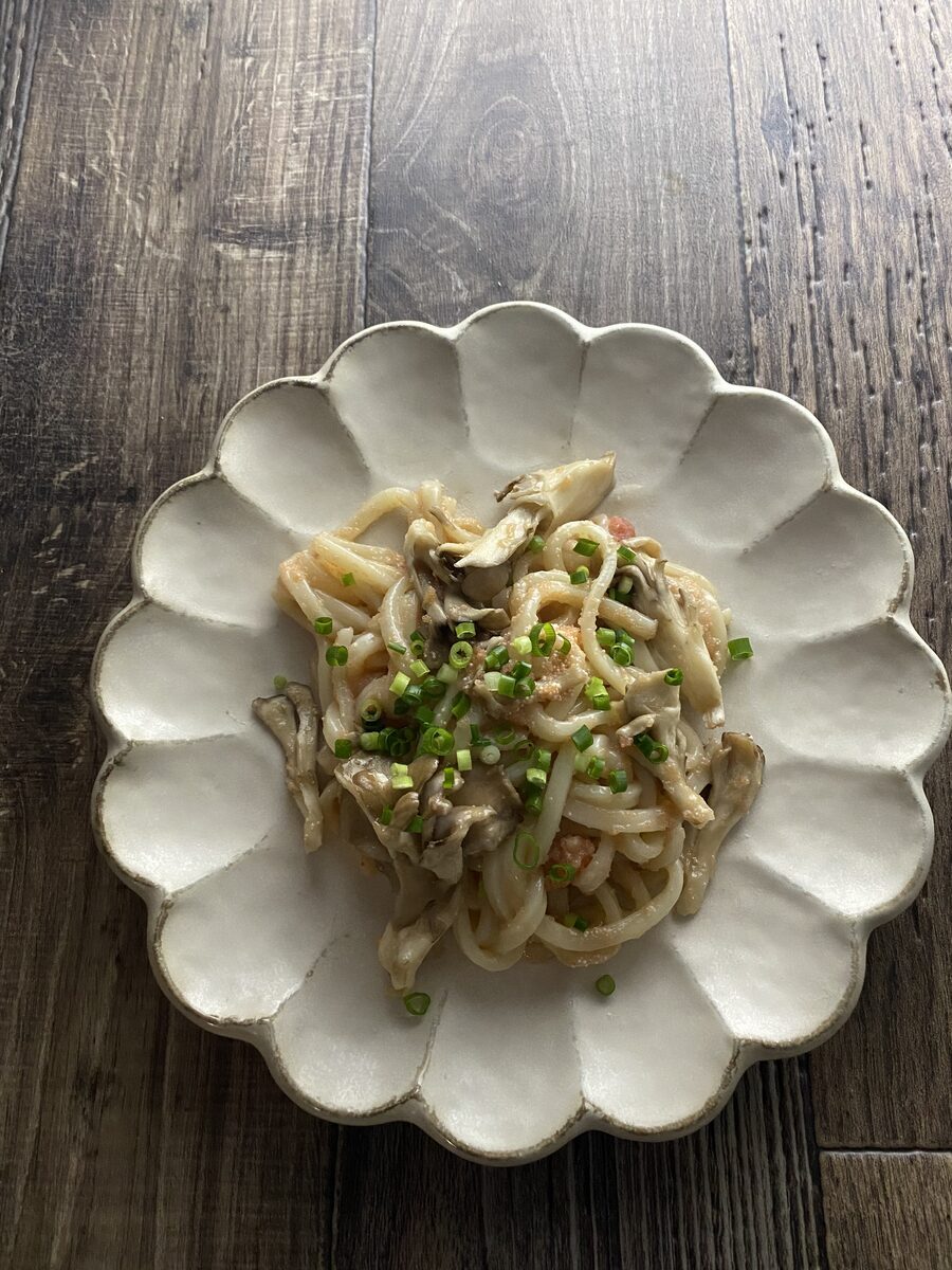明太子と舞茸の焼きうどん