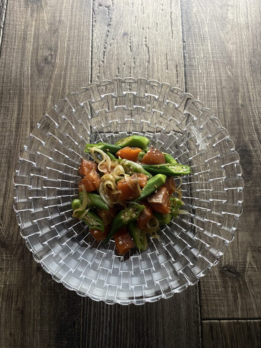 サーモンとオクラの中華和え