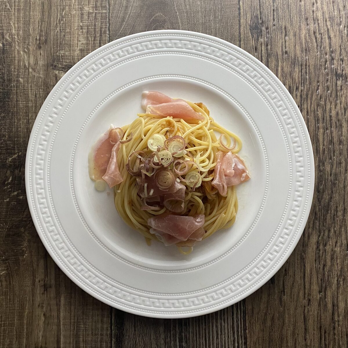 生ハムとみょうがの冷製パスタ