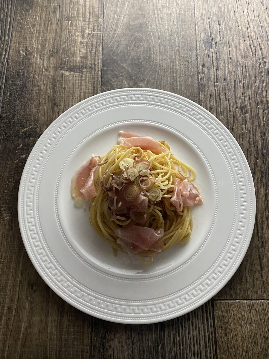 生ハムとみょうがの冷製パスタ