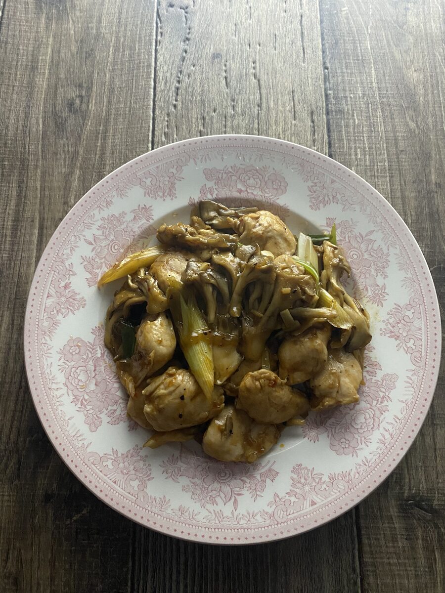 ささみと舞茸のオイスター炒め