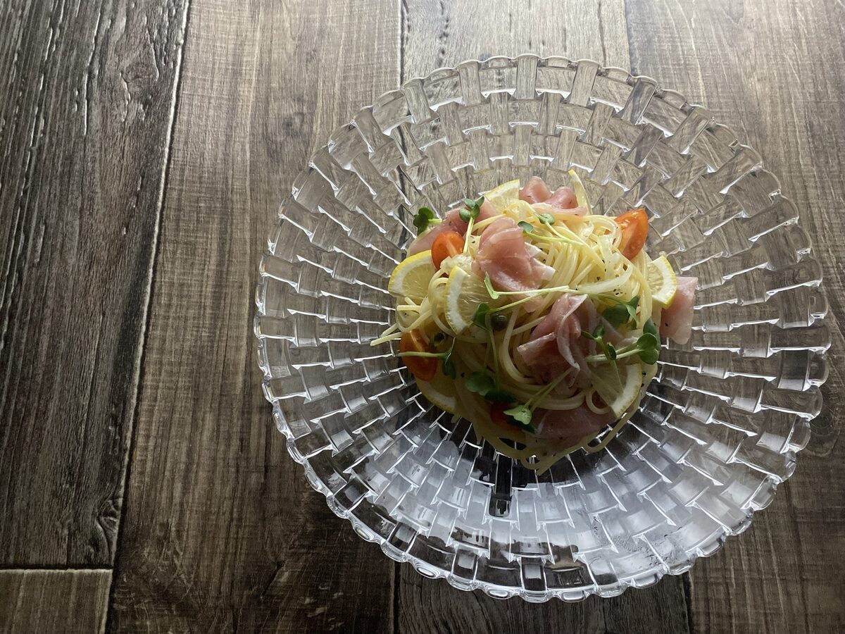 生ハムの冷製レモンパスタ