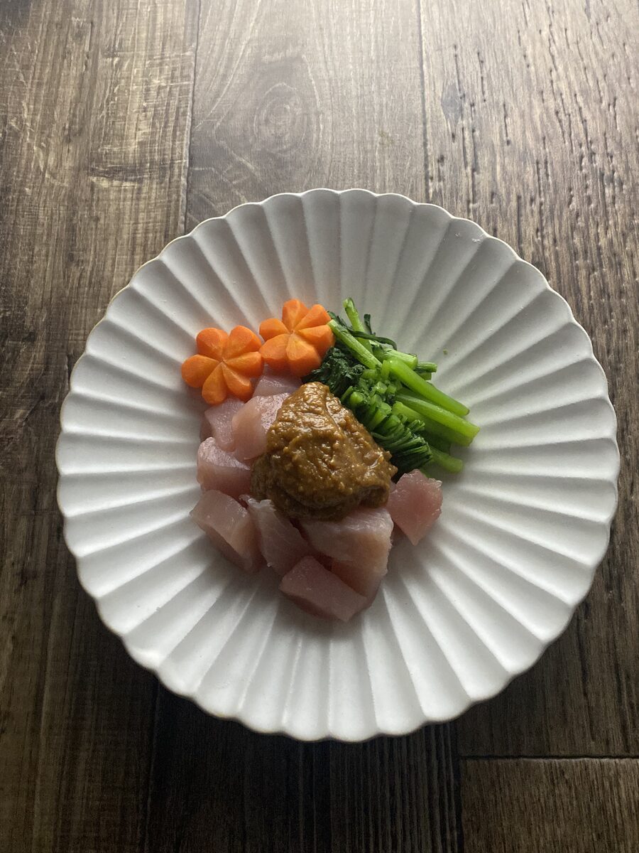 マグロと春菊の辛子酢味噌