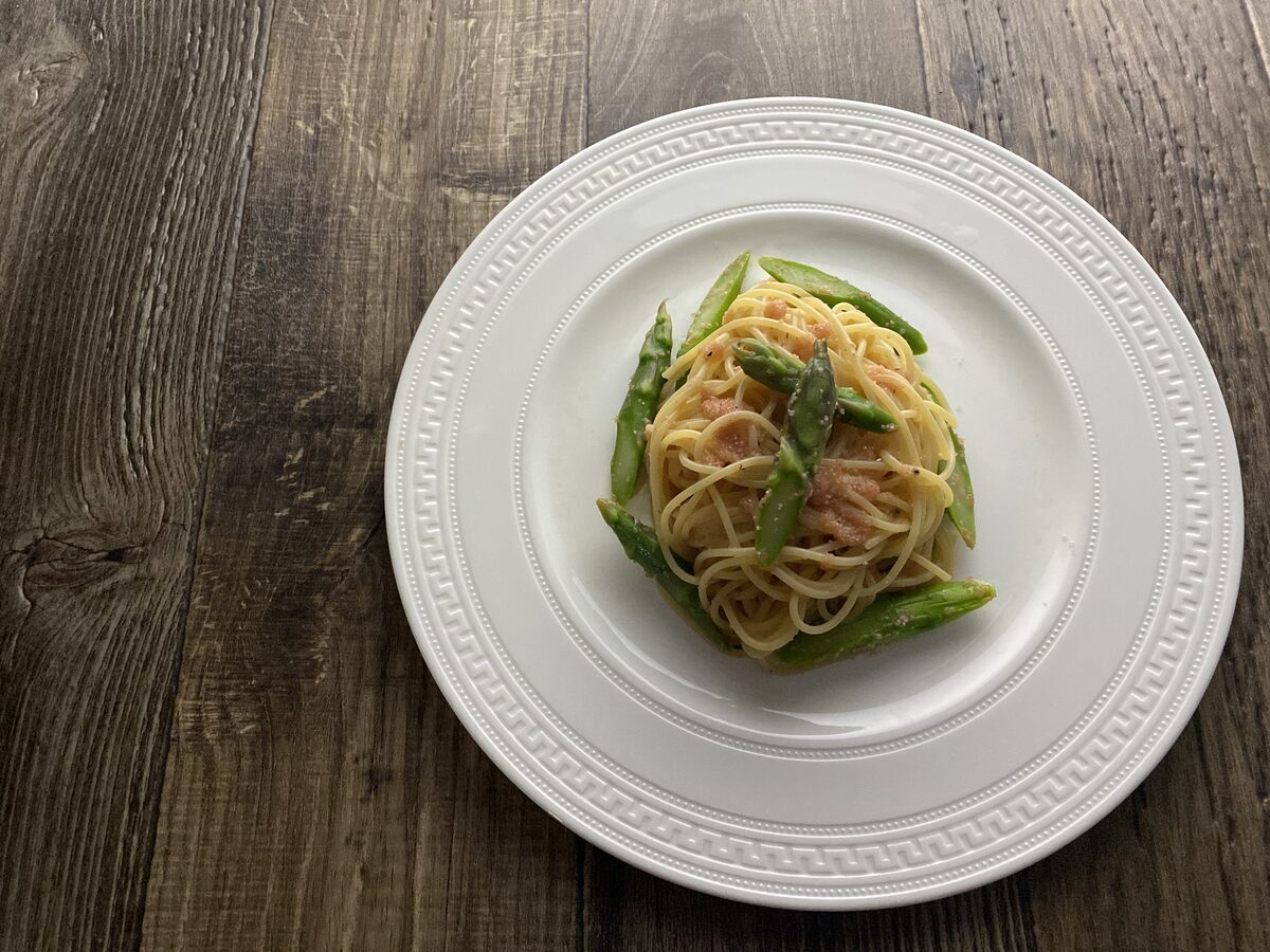 アスパラガスとたらこのパスタ