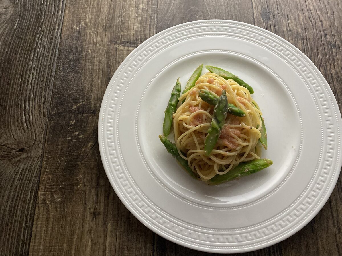 アスパラガスとたらこのパスタ