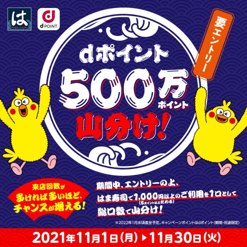 はま寿司 dポイント500万ポイント山分けキャンペーン