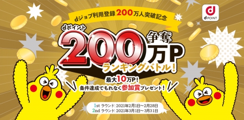 dジョブ、200万P争奪ランキングバトル!キャンペーン