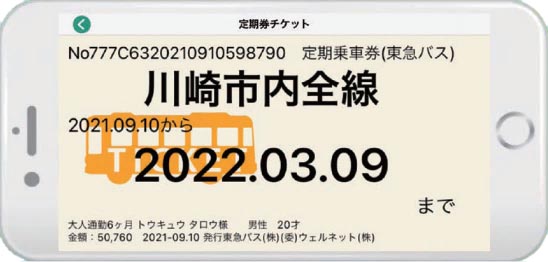 スマホ定期券「バスもり！」表示イメージ