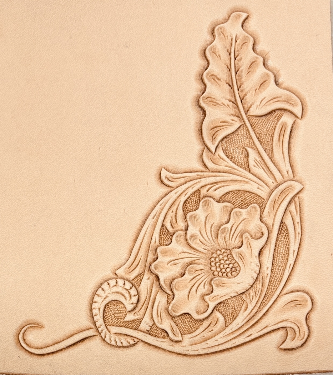 レザーカービング シェリダンスタイル ポピーみたいな花 - レザー