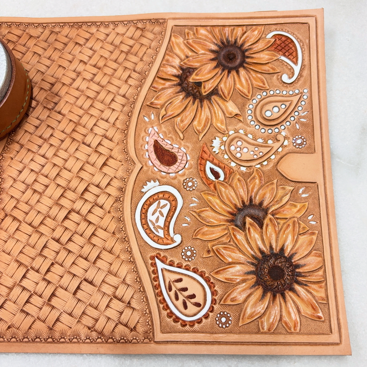 レザーカービングー夏のヒマワリ（無料ダウンロード図案） - レザー