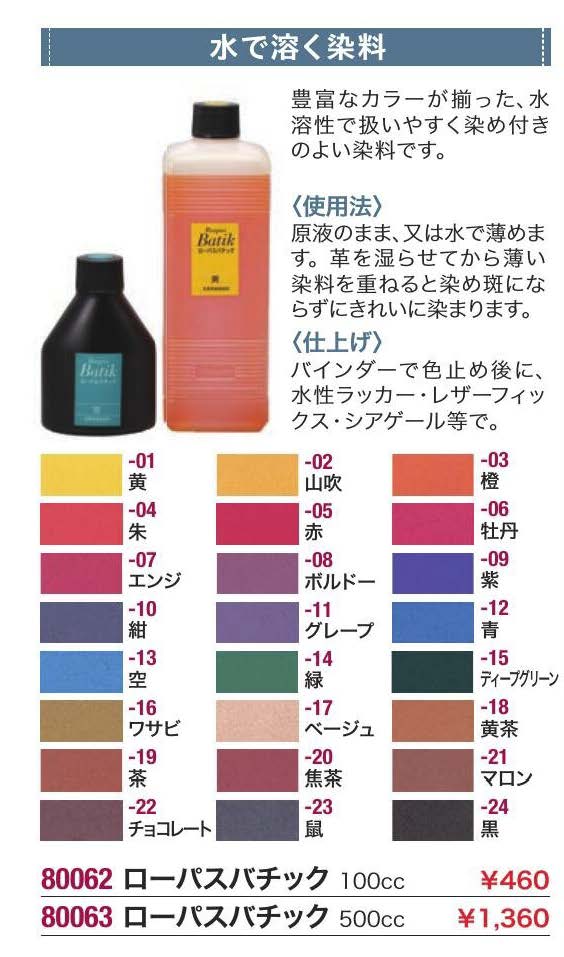 レザーに使える染料ーローパスバチック(誠和社 SEIWA) - レザー