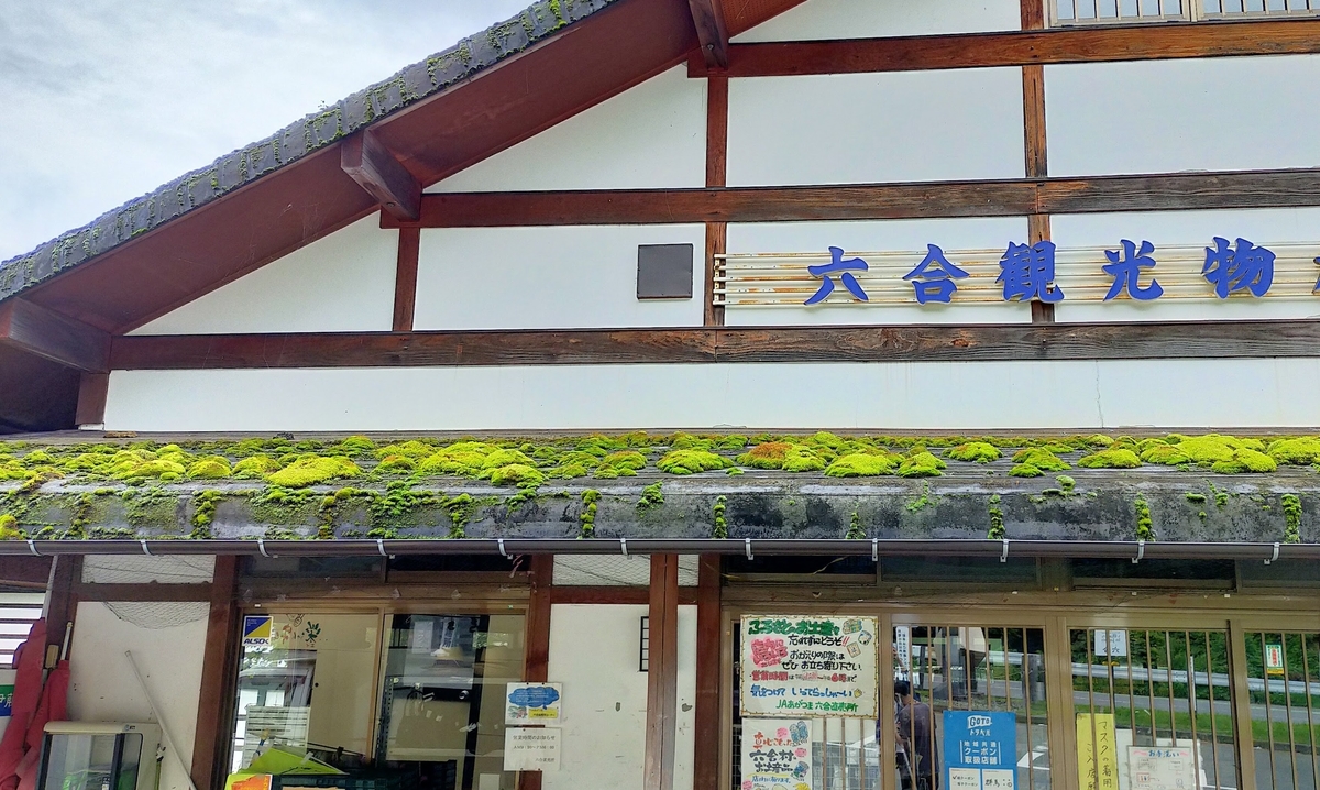 道の駅六合 屋根 苔