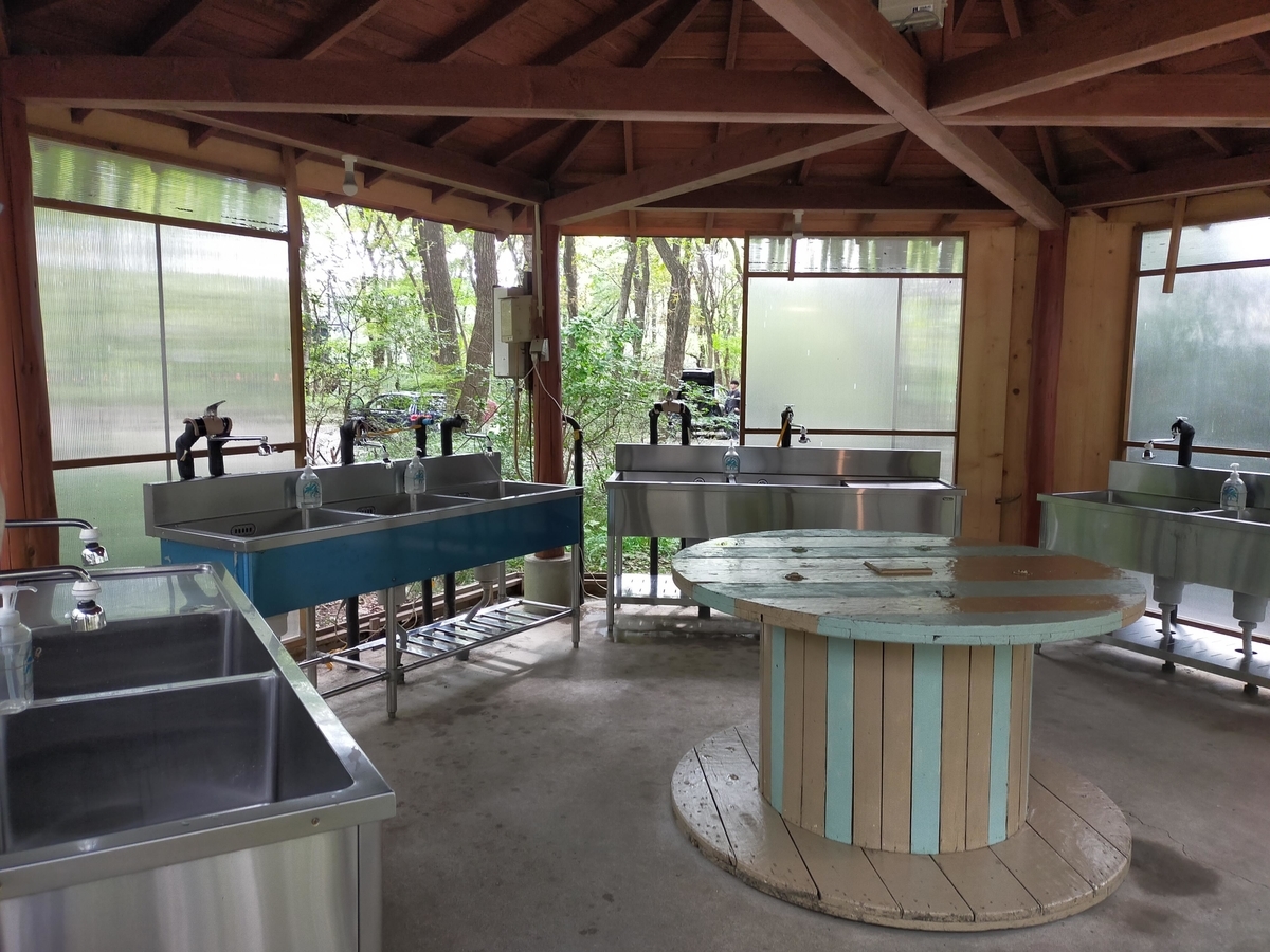 こっこランド那須FCG こっこランド那須 栃木県 那須町 キャンプ キャンプ場 キャンピングトレーラー シーズー 炊事場