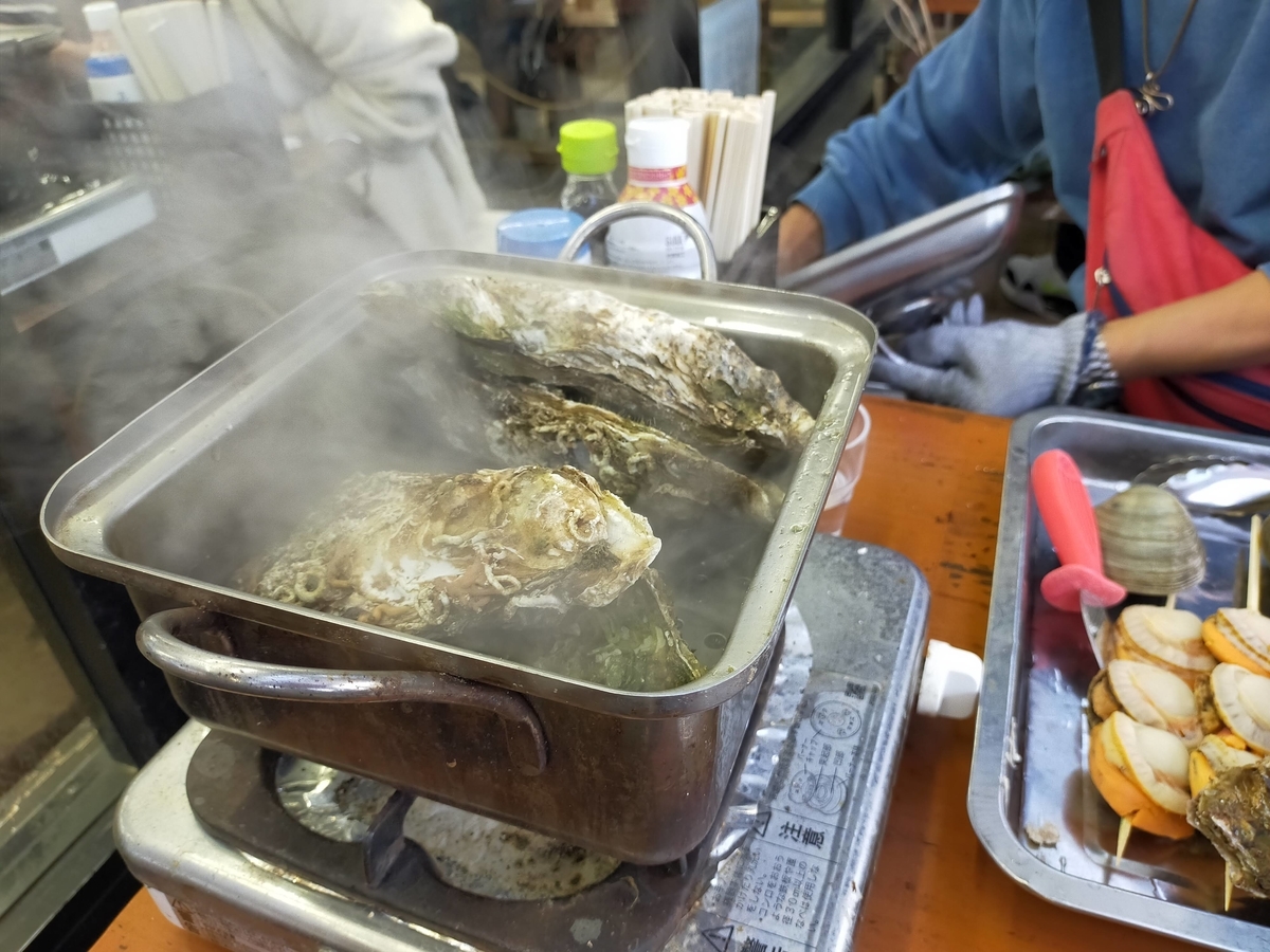 大洗 カキ小屋 ガンガン焼き ペット可 シーズー 