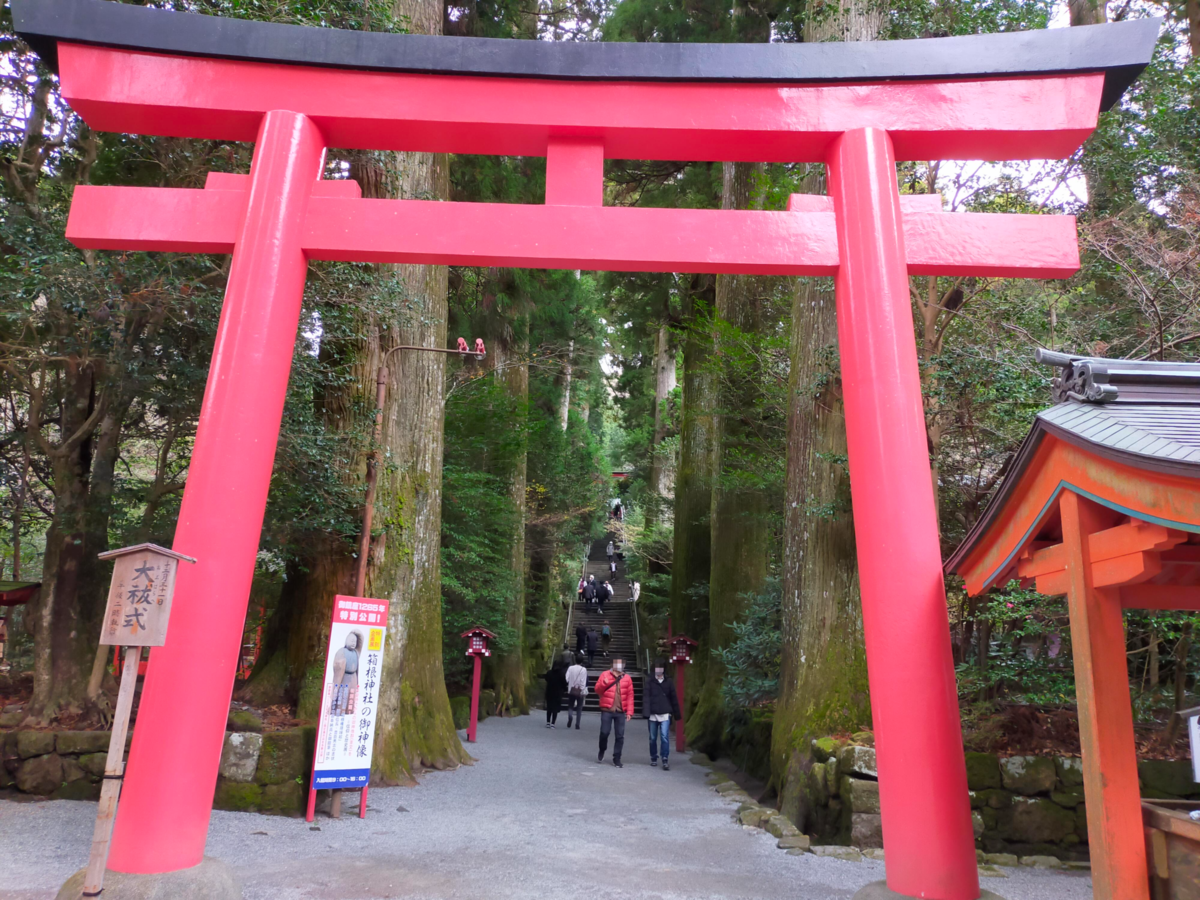 神奈川県 箱根 箱根神社 鳥居 石段 犬連れ旅行 ペット可 シーズー 