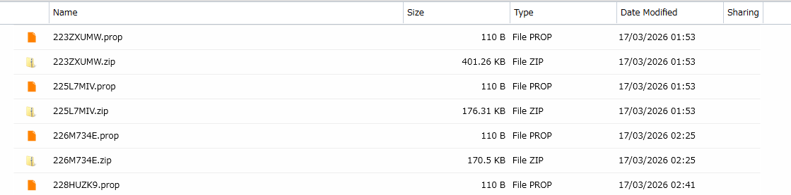 InfiniCLOUD 側では， Zotero の storage の下にあるディレクトリを反映したファイル群がアップロードされている．
