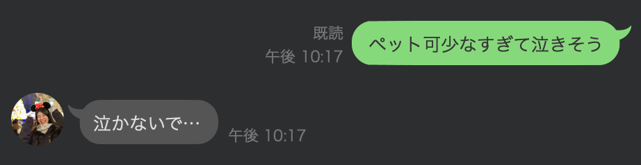 ▲妻とLINEでペット可物件の少なさを愚痴っているLINE