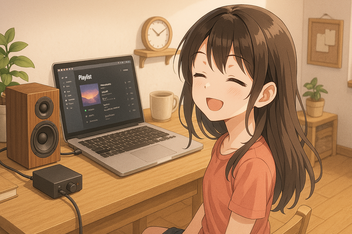 オーディオを楽しむ少女