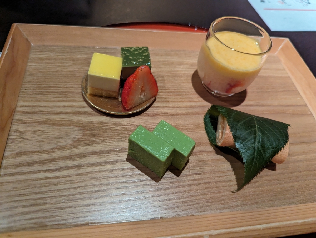 和風焼き菓子に果物