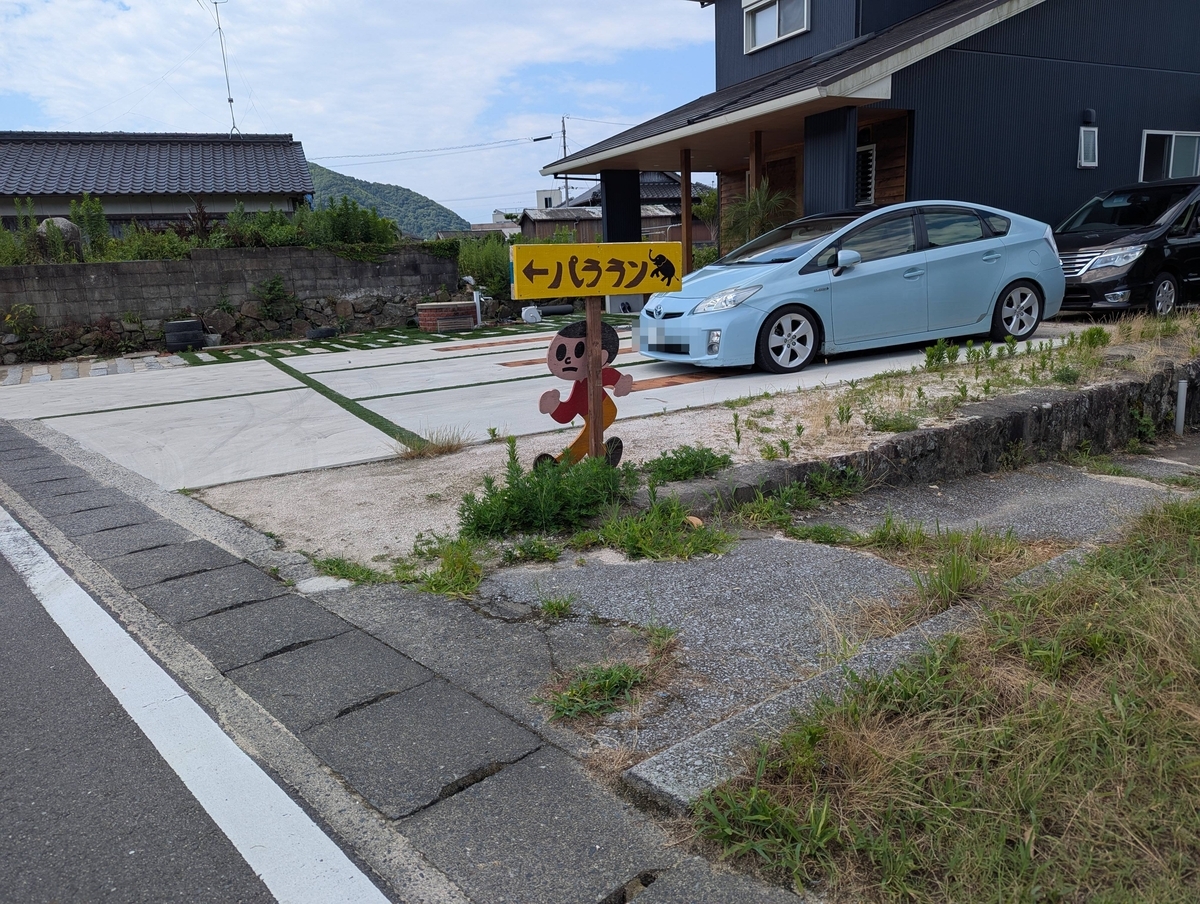 パラランへの道を示す手作りの案内板