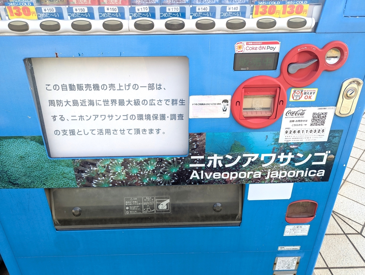 実は、館外にある自動販売機の売り上げの一部が、二ホンアワサンゴの保護や調査の支援に充てられている。 こういう小さな仕組みの積み重ねが、地域の海を守っているんだなあとしみじみ。