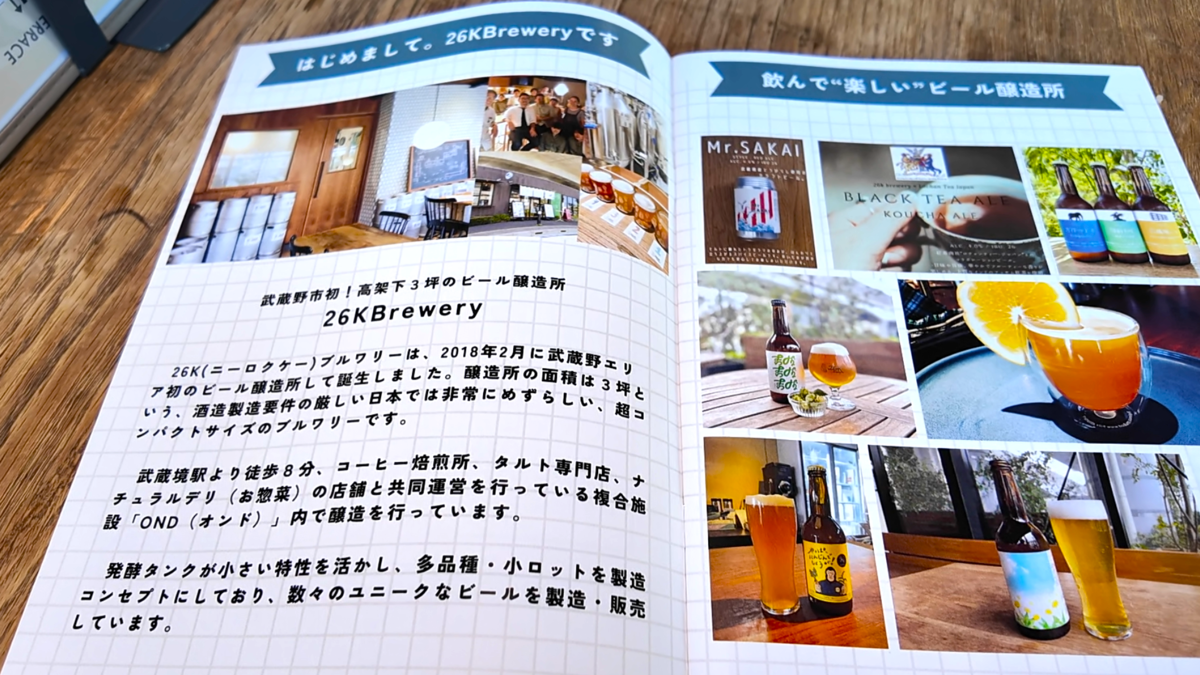 26Kブルワリーの紹介ページ。武蔵野市初・高架下3坪の醸造所であることが記されている