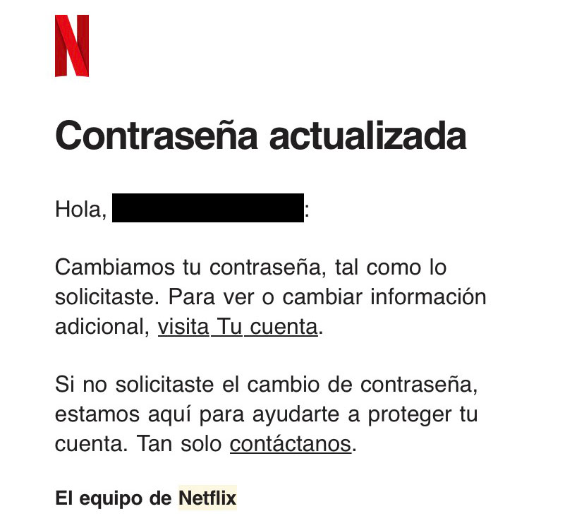 Netflix「パスワードを変更しました」