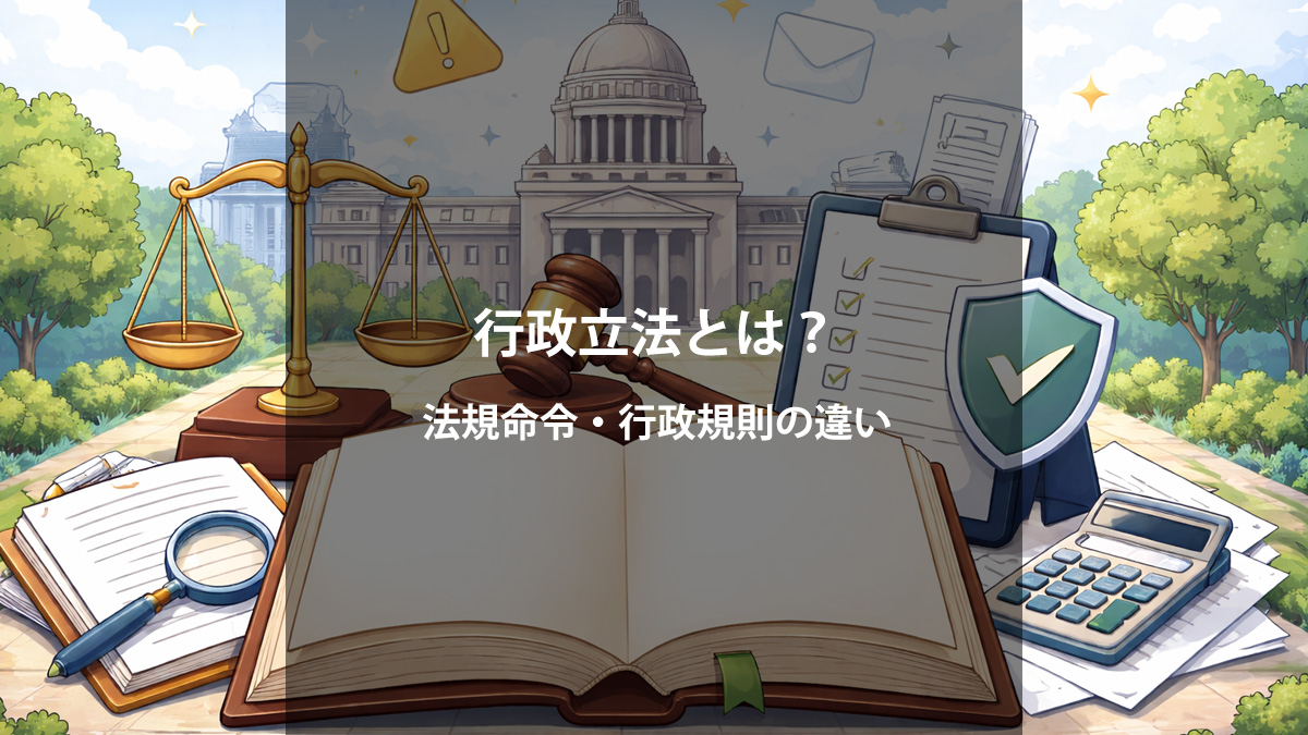 行政立法とは？法規命令と行政規則の違い・通達の法的性質をわかりやすく解説