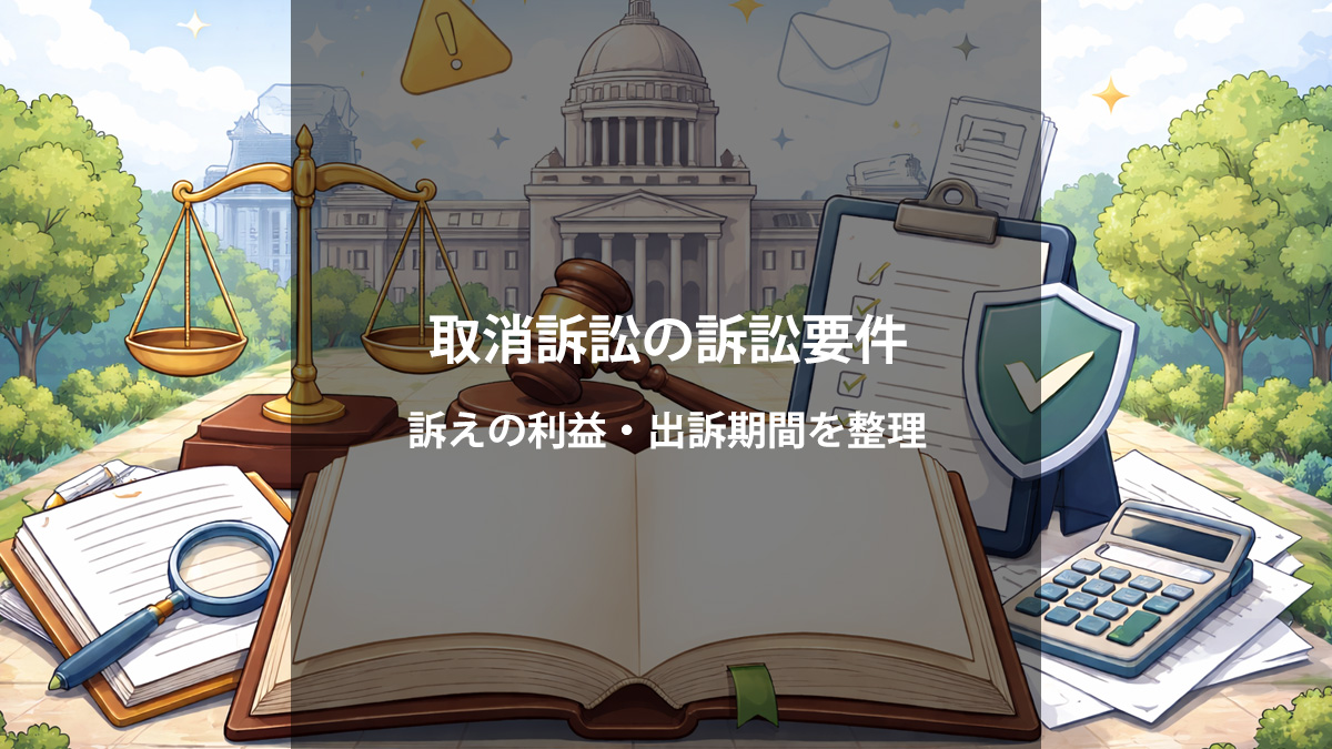 取消訴訟の訴訟要件を完全整理｜訴えの利益・被告適格・出訴期間・審査請求前置を判例付きでわかりやすく解説