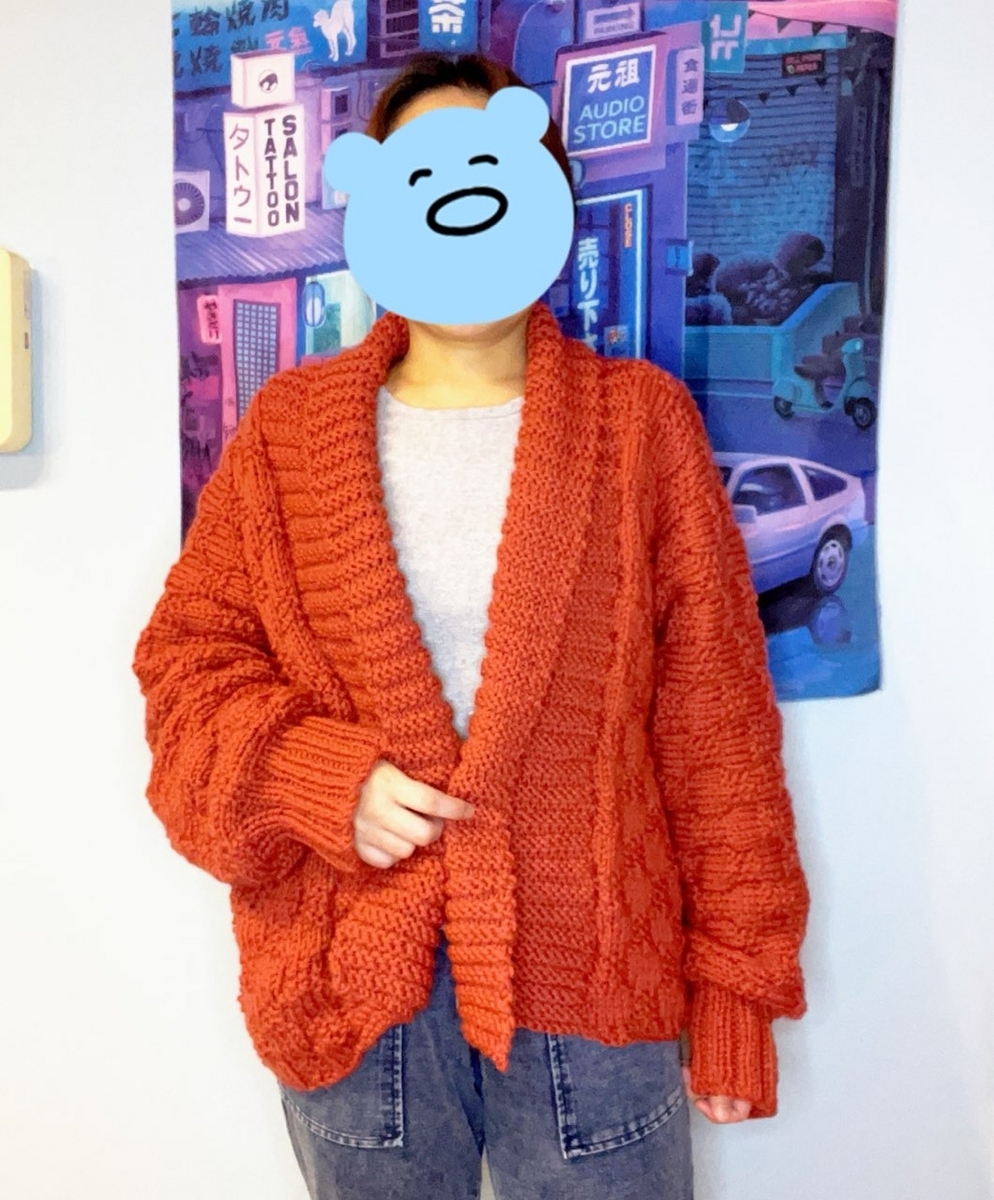 美品✨3XL✨ミッソーニ オレンジタグ ジグザグ ニット カーディガン かぎ針 半纏みたいなザクザクニットのカーディガン完成💖部屋着としても着