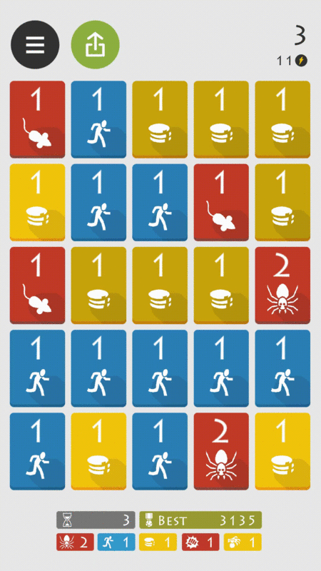 レベルス 青2を作って赤2を倒す