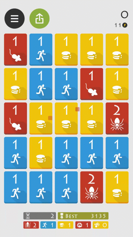 レベルス 黄色1を青1で取る