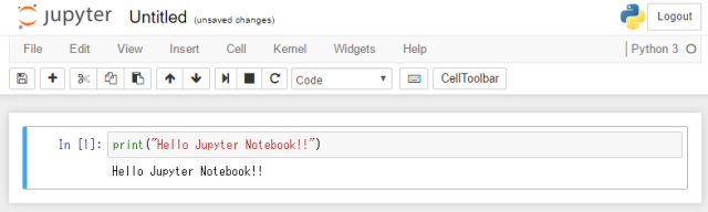 Jupyter NotebookでPython実行 Jupyter NotebookでPython実行