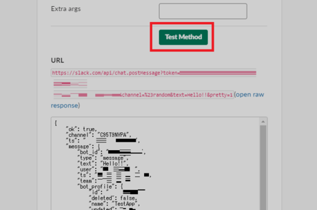 Test Methodボタンでテスト実行