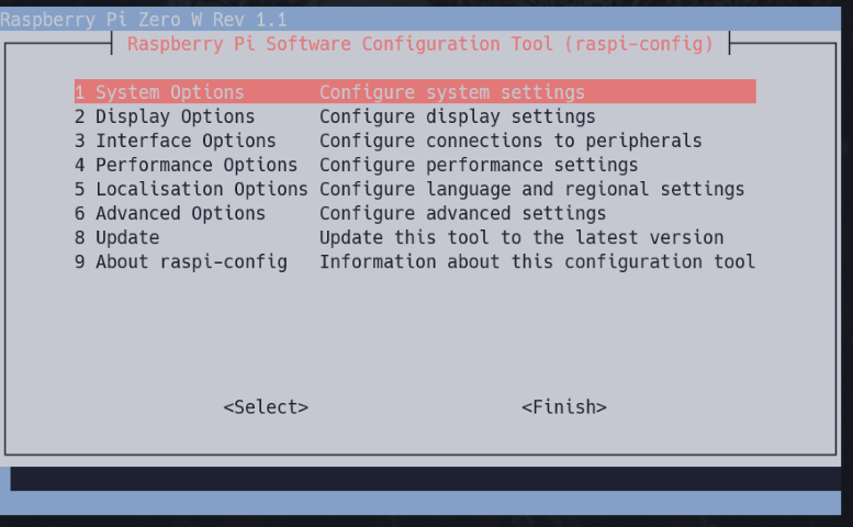 raspi-config画面